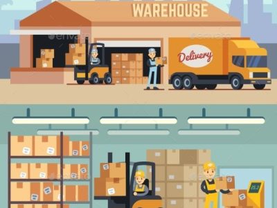 Warehouse Storage and Shipping Logistics Vector